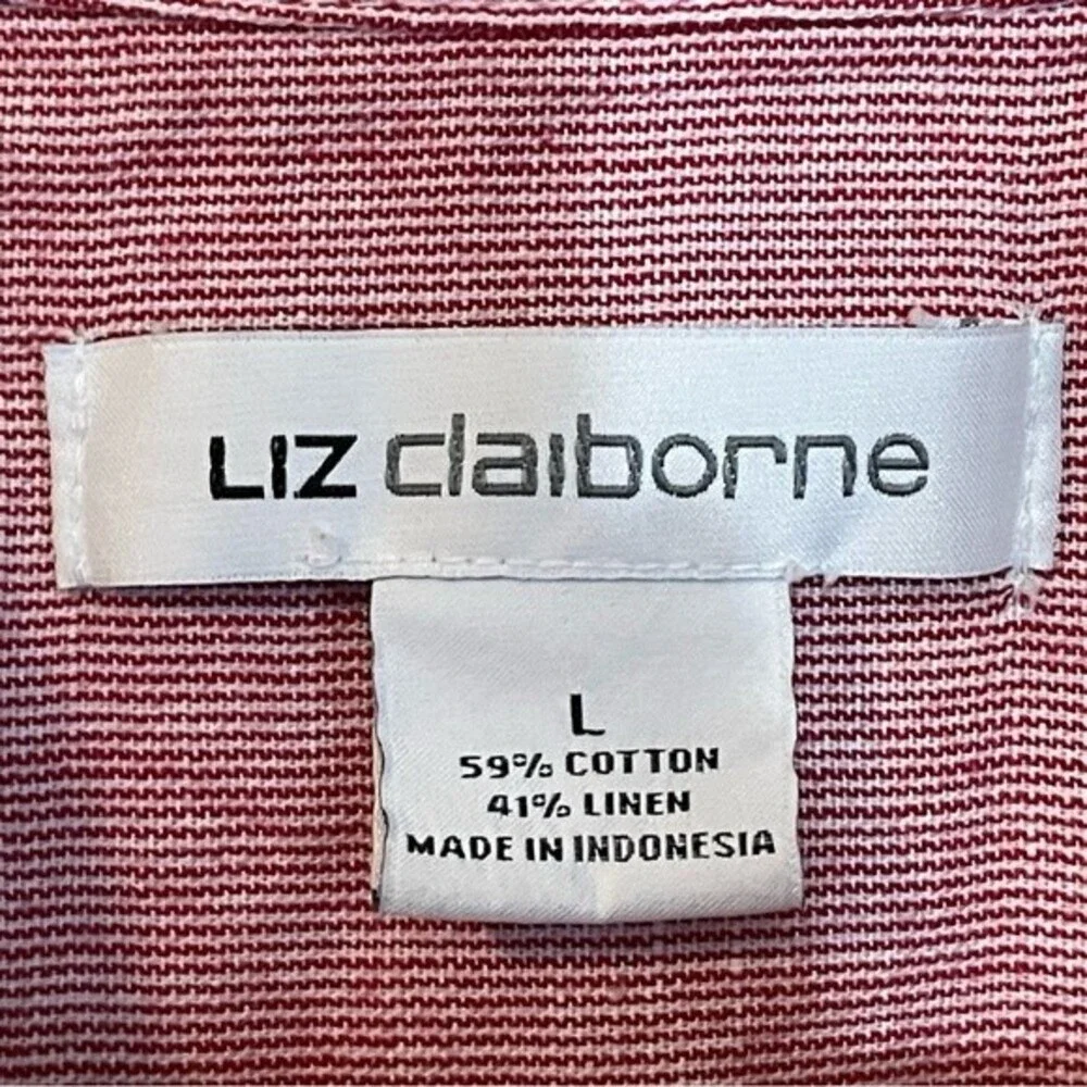 Liz Claiborne sleeveless top, front pocket. Red and White. Women’s Large. - Picture 4 of 5